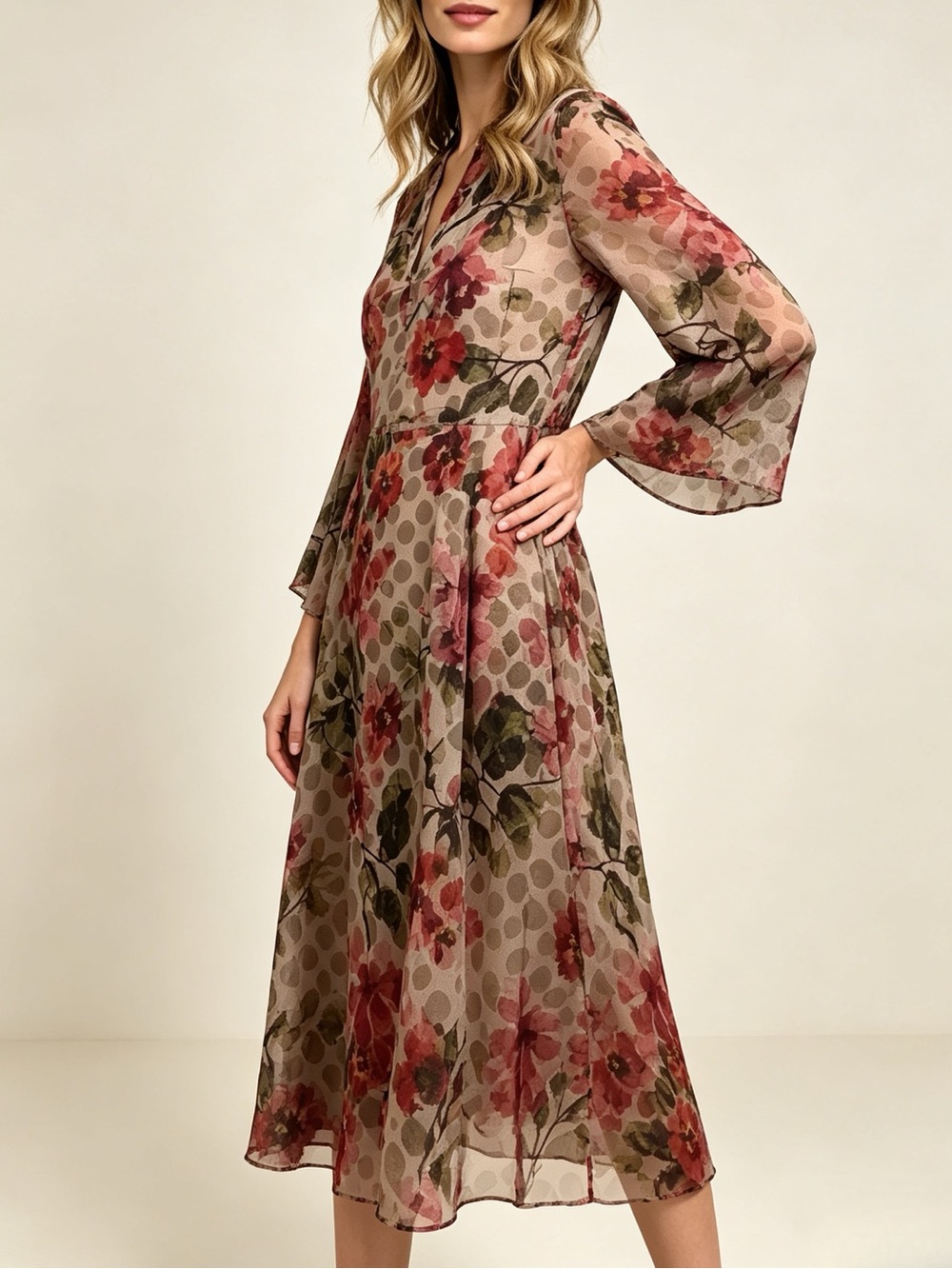 US 6 DIXIE Floral Print Sheer Dress NWT